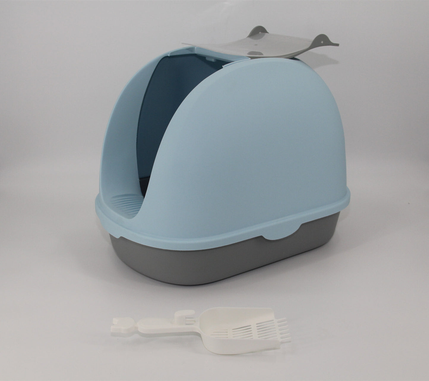 Medium Hooded Cat Litter Box with Handle and Scoop - Blue