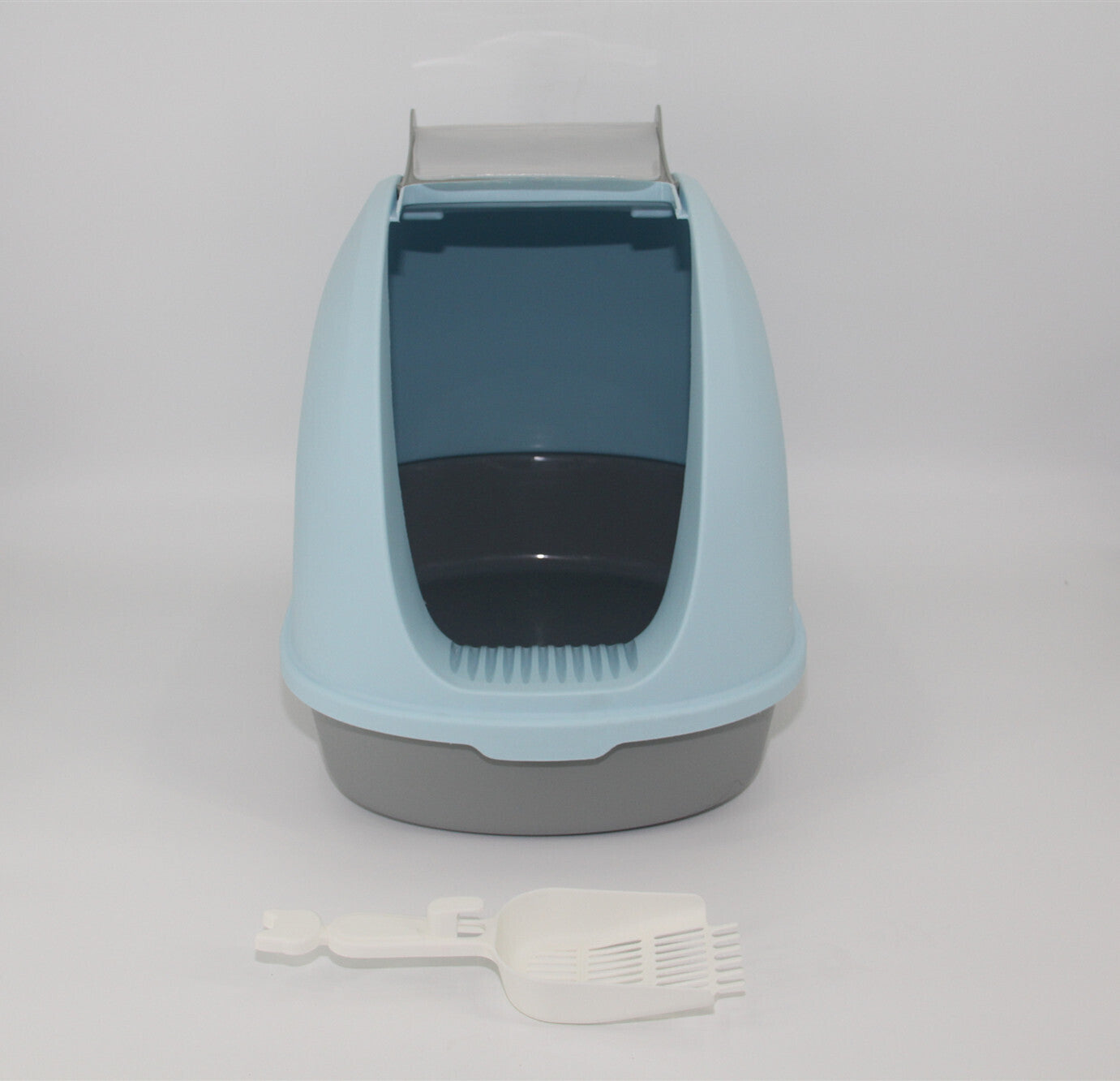 Medium Hooded Cat Litter Box with Handle and Scoop - Blue
