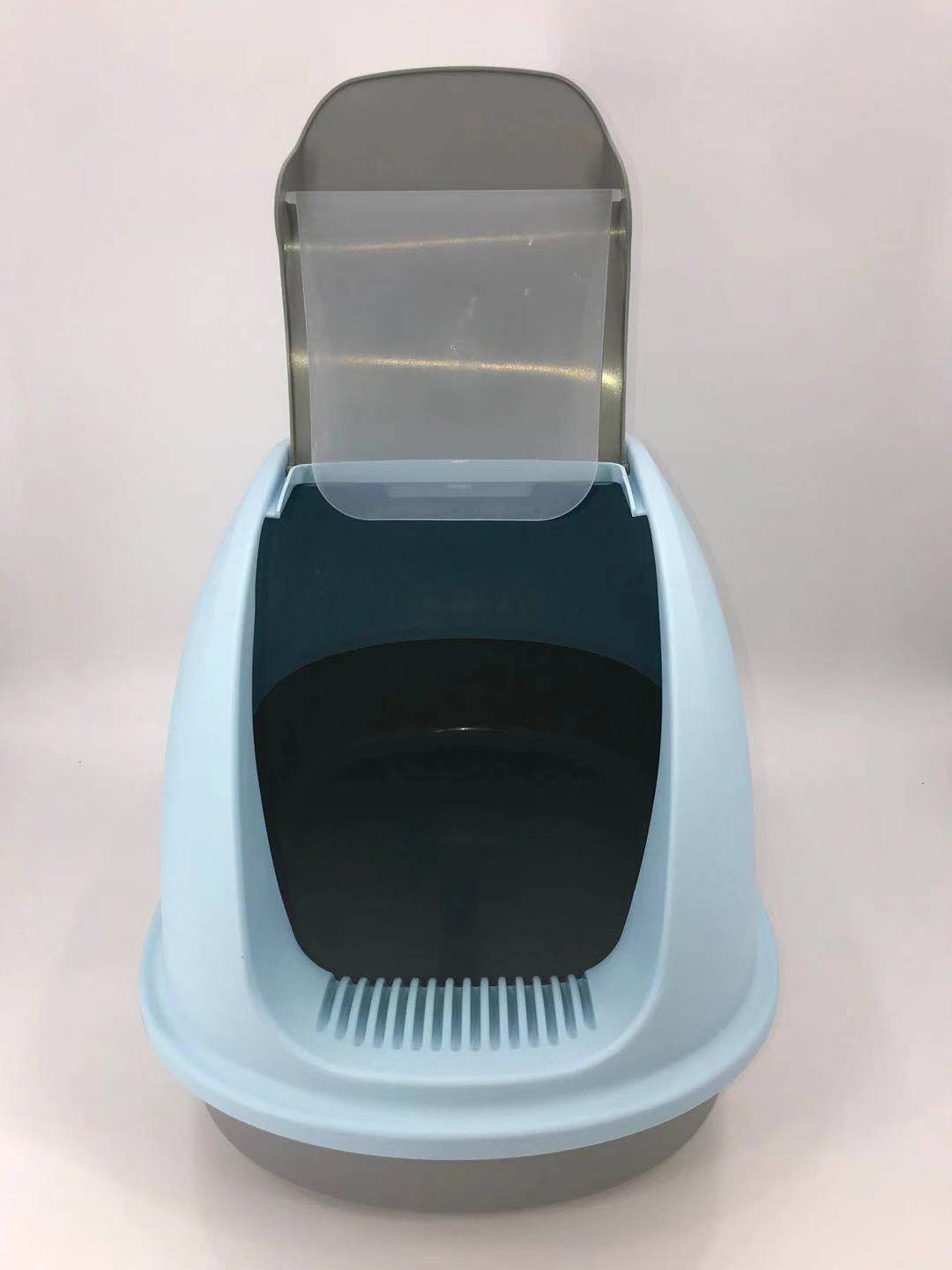 XL Hooded Cat Litter Box with Ventilation, Charcoal Filter and Scoop - Blue