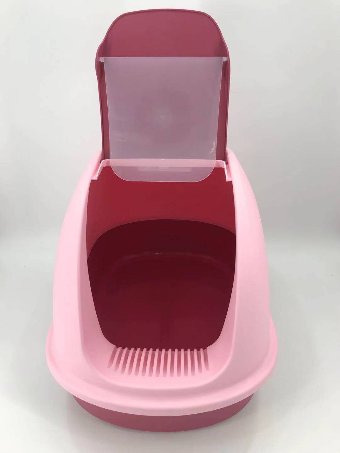 XL Hooded Cat Litter Box with Ventilation, Charcoal Filter and Scoop - Pink