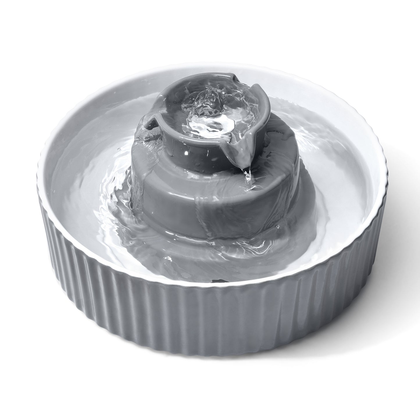 2.1L Grey Cupcake Style Electric Ceramic Water Fountain for Cats and Small Dogs