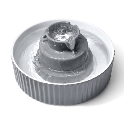 2.1L Grey Cupcake Style Electric Ceramic Water Fountain for Cats and Small Dogs