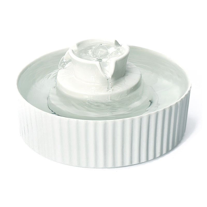 2.1L White Cupcake Style Electric Ceramic Water Fountain for Cats and Small Dogs