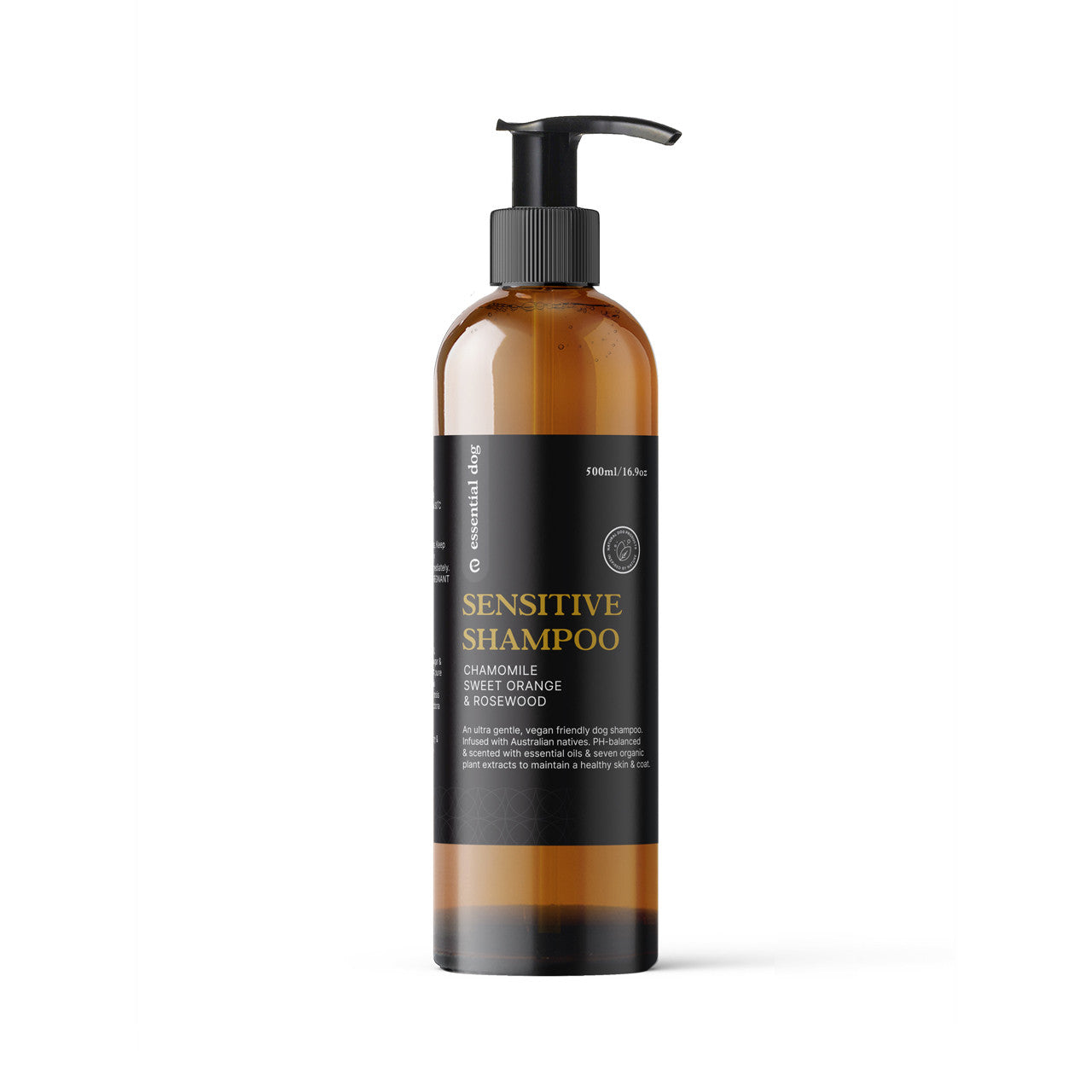 500ml Essential Dog Natural Sensitive Dog Shampoo (Chamomile, Sweet Orange & Rosewood)