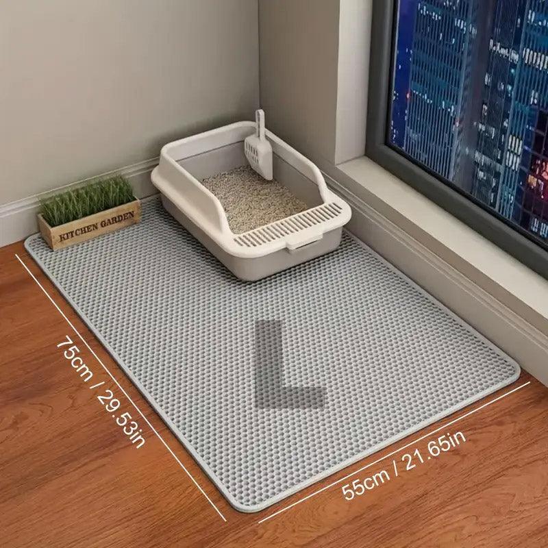Large Double Layer Waterproof Litter Catching Mat in Grey