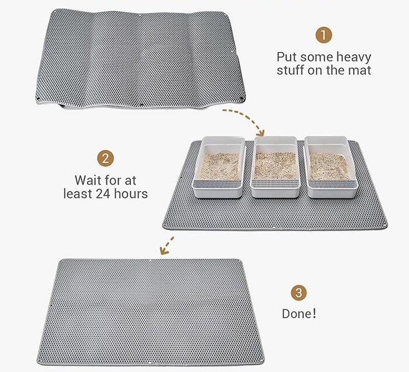 Large Double Layer Waterproof Litter Catching Mat in Grey