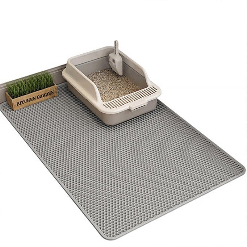 Large Double Layer Waterproof Litter Catching Mat in Grey