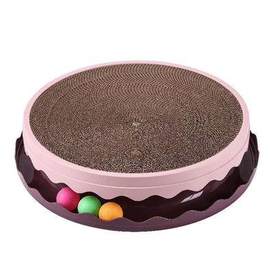 Compact Turntable Cat Scratcher with Circular Ball Track - Pink