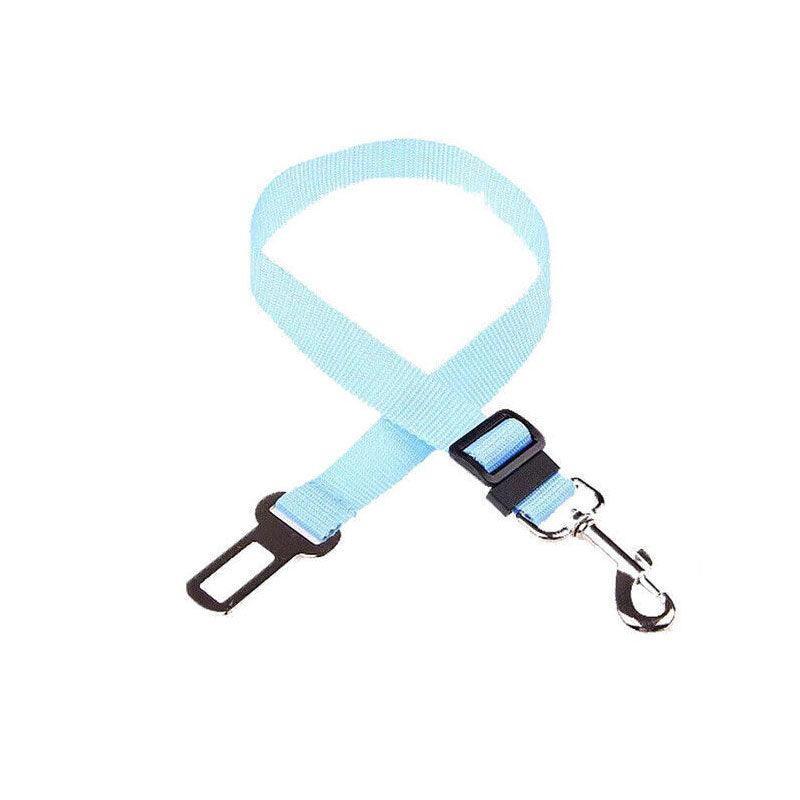 Adjustable Pet Harness for Car Travel with Seat Belt Clip Attachment - Blue