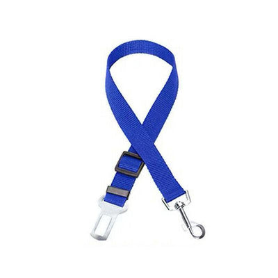 Adjustable Pet Harness for Car Travel with Seat Belt Clip Attachment - Dark Blue