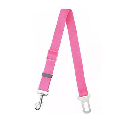Adjustable Pet Harness for Car Travel with Seat Belt Clip Attachment - Pink