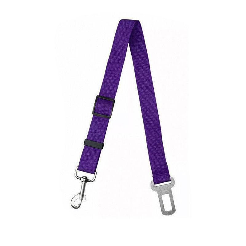 Adjustable Pet Harness for Car Travel with Seat Belt Clip Attachment - Purple