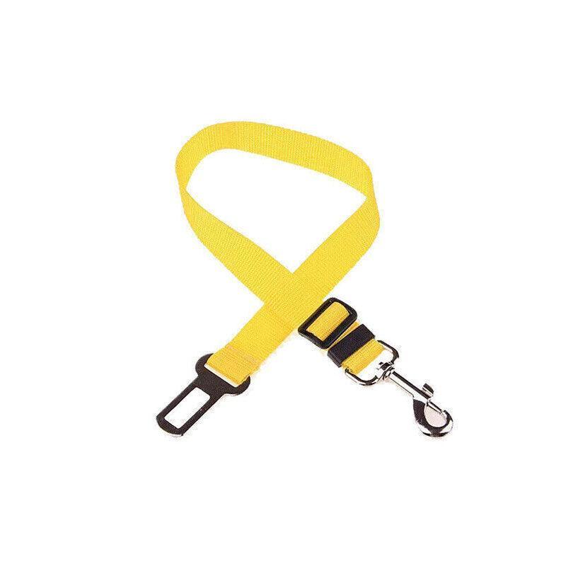 Adjustable Pet Harness for Car Travel with Seat Belt Clip Attachment - Yellow