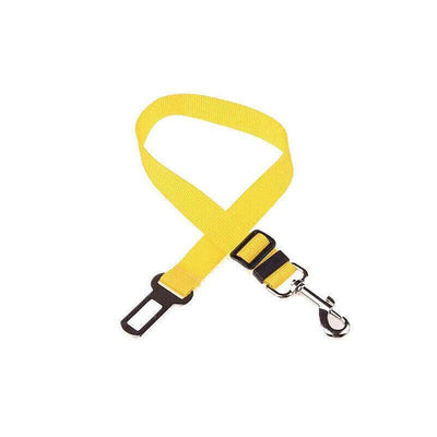 Adjustable Pet Harness for Car Travel with Seat Belt Clip Attachment - Yellow