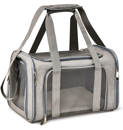 Large Portable Foldable Pet Carrier in Grey - Durable, Stylish and Convenient