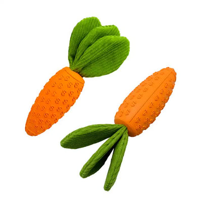 2 Pack Large Rubber Carrots  – Durable Squeaky Chew for Adult Dogs, Puppy Teething & Dental Care