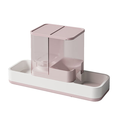 Pink 2-in-1 Automatic Pet Gravity Dispenser for Water and Food