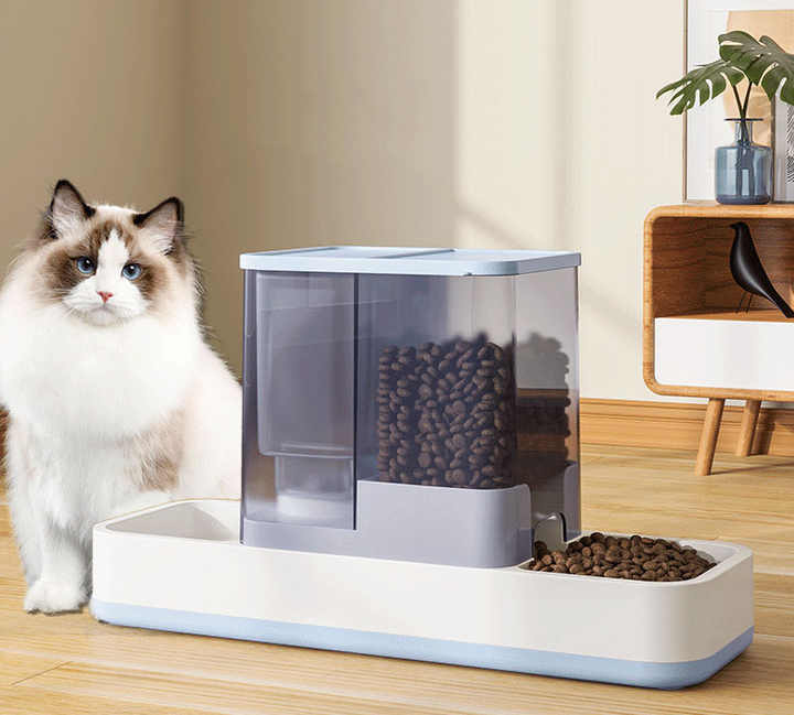 Pink 2-in-1 Automatic Pet Gravity Dispenser for Water and Food