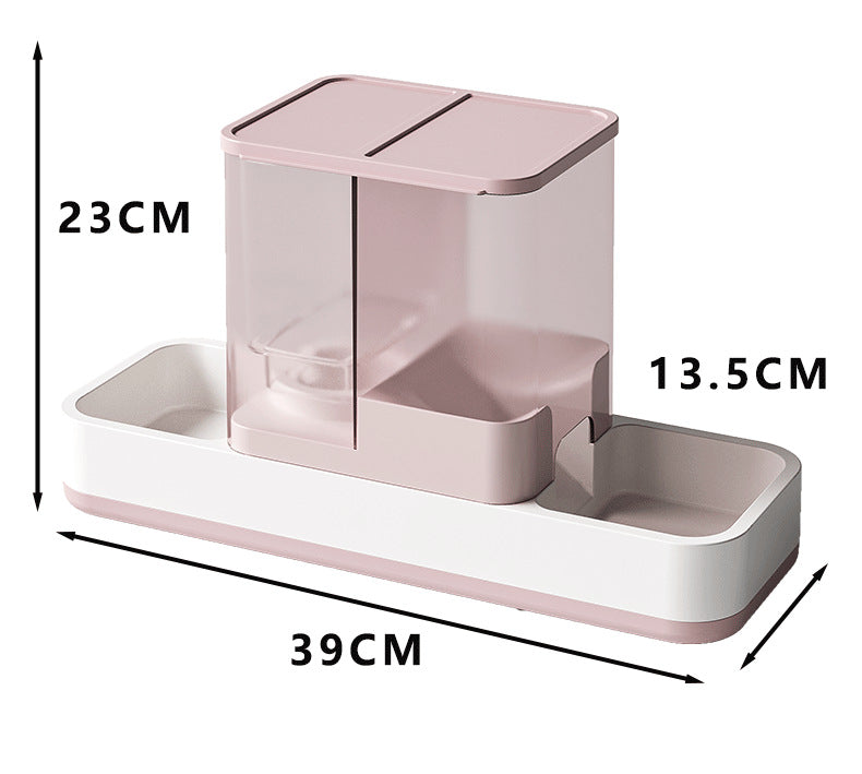 Pink 2-in-1 Automatic Pet Gravity Dispenser for Water and Food
