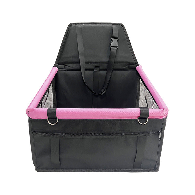 Black and Pink Adjustable and Portable Car Seat for Dogs with Safety Harness