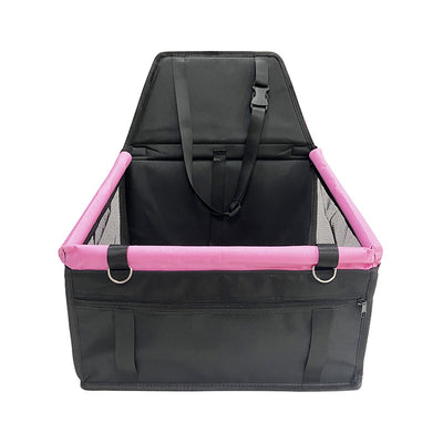 Black and Pink Adjustable and Portable Car Seat for Dogs with Safety Harness