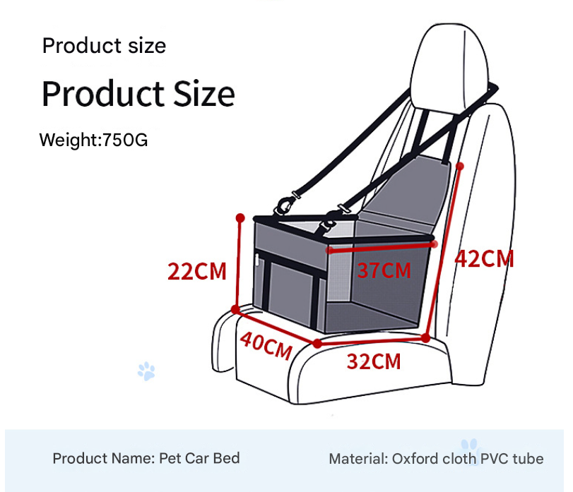 Black and Grey Adjustable and Portable Car Seat for Dogs with Safety Harness