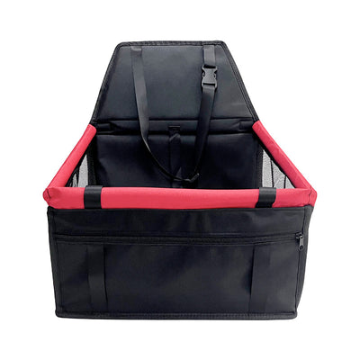 Black and Red Adjustable and Portable Car Seat for Dogs with Safety Harness