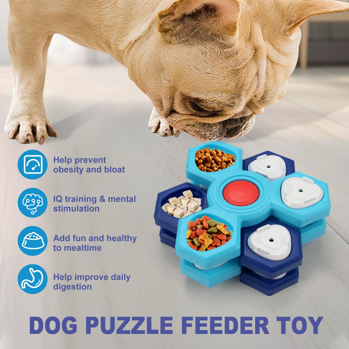2Pcs Interactive Dog Puzzle Toy - 4 Spinning Layers with Treat Dispensing Feeder for Mental Stimulation!