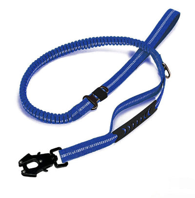 Shock Absorbing Dog Leash with Reflective Stitching - for Small to Large Dogs - Blue