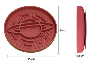 Planet Saturn Slow Feeder Dog Bowl - 2-in-1 Design for Healthy Eating - Red