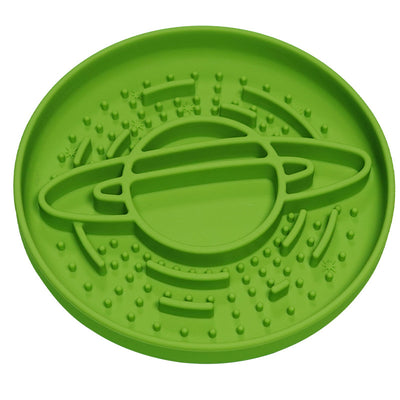 Planet Saturn Slow Feeder Dog Bowl - 2-in-1 Design for Healthy Eating - Green