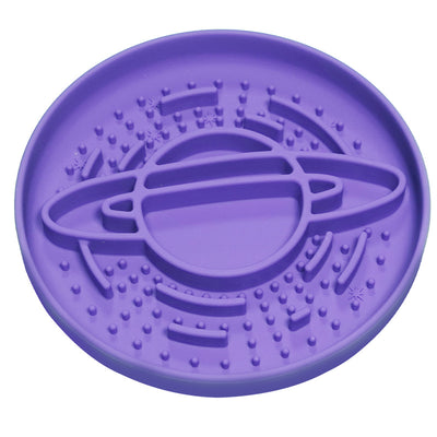 Planet Saturn Slow Feeder Dog Bowl - 2-in-1 Design for Healthy Eating - Purple