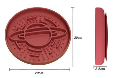 Planet Saturn Slow Feeder Dog Bowl - 2-in-1 Design for Healthy Eating - Dark Blue