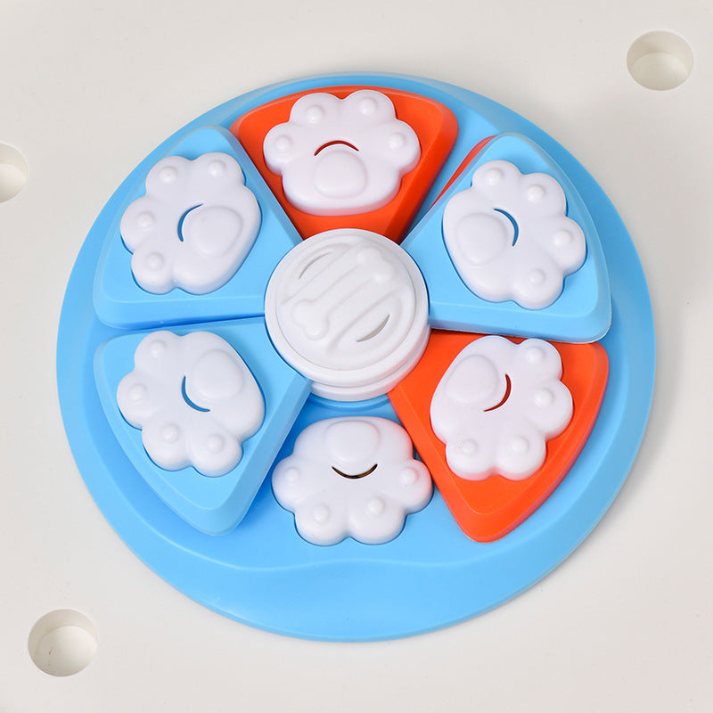 Interactive Puzzle Feeder - IQ Training & Slow Feeder with Anti-Skid Base (Blue)