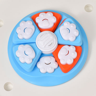 Interactive Puzzle Feeder - IQ Training & Slow Feeder with Anti-Skid Base (Blue)