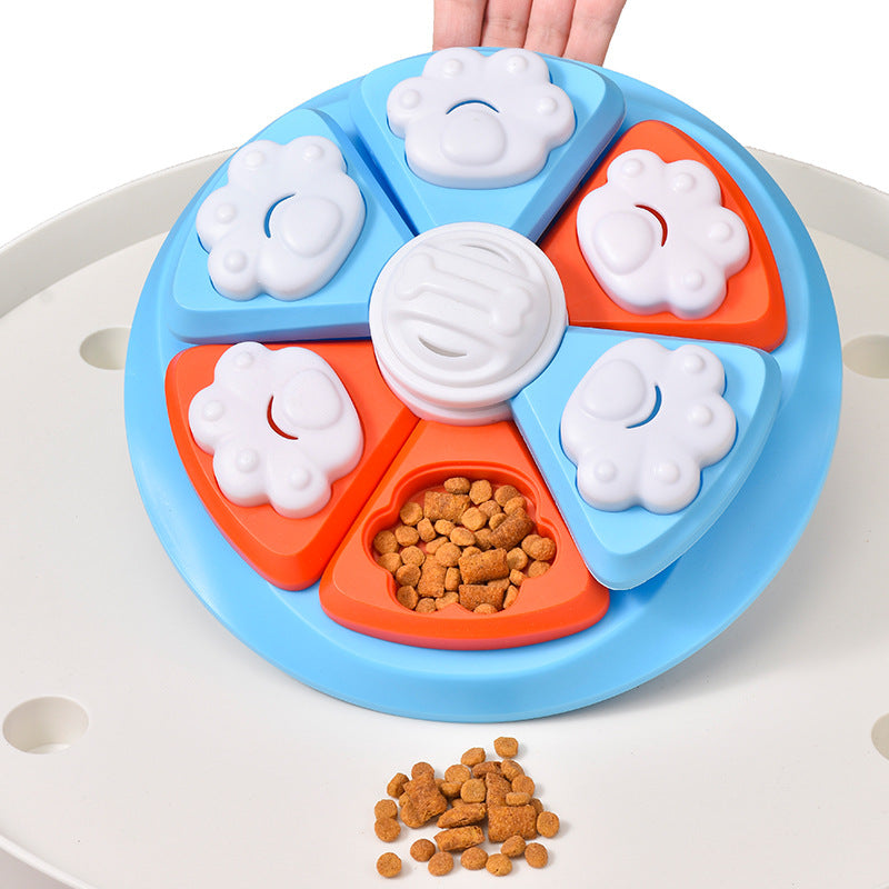 Interactive Puzzle Feeder - IQ Training & Slow Feeder with Anti-Skid Base (Red)