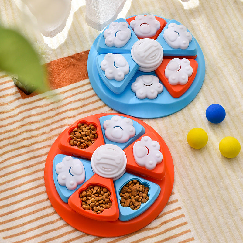 Interactive Puzzle Feeder - IQ Training & Slow Feeder with Anti-Skid Base (Red)