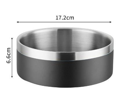 32oz Premium Stainless Steel Pet Bowl - Non-Slip & Anti-Tip - Durable & Easy to Clean - Black & Silver