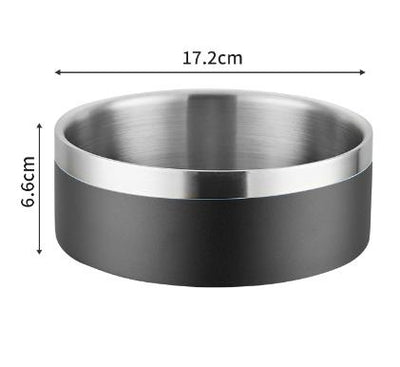 32oz Premium Stainless Steel Pet Bowl - Non-Slip & Anti-Tip - Durable & Easy to Clean - Black & Silver