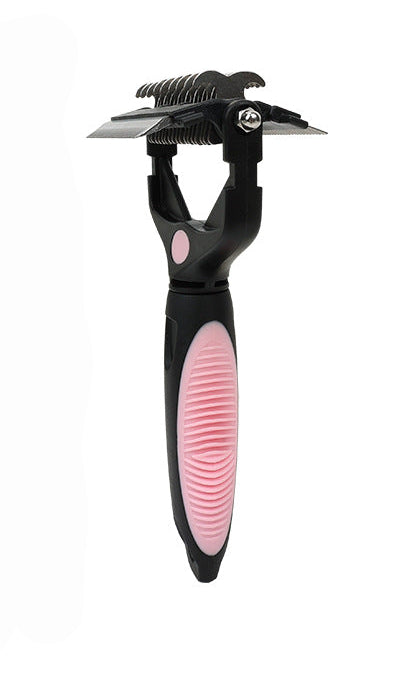 3-in-1 Pet Grooming Tool - De-matting Rake, Deshedding Comb & Finishing Brush for Dogs & Cats - Pink