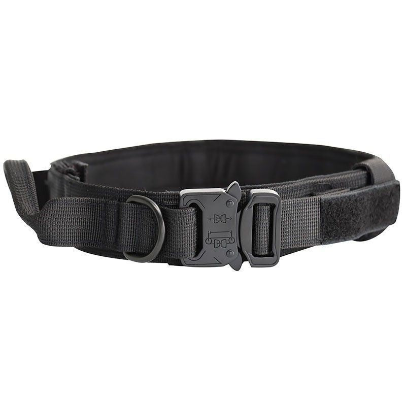 Heavy Duty Tactical Dog Collar - Adjustable - Black (Medium)