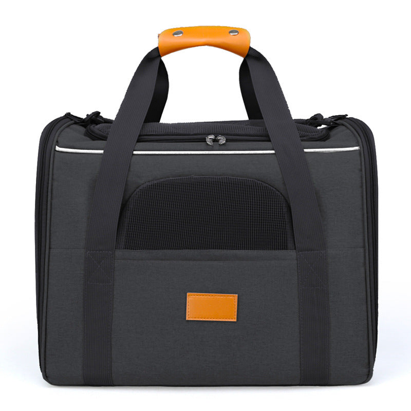 Black Soft-Sided Foldable Pet Carrier with Plush Bedding - Fits Cats & Small Dogs Under 6kg