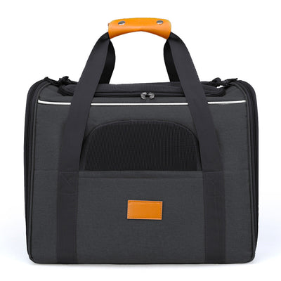 Black Soft-Sided Foldable Pet Carrier with Plush Bedding - Fits Cats & Small Dogs Under 6kg