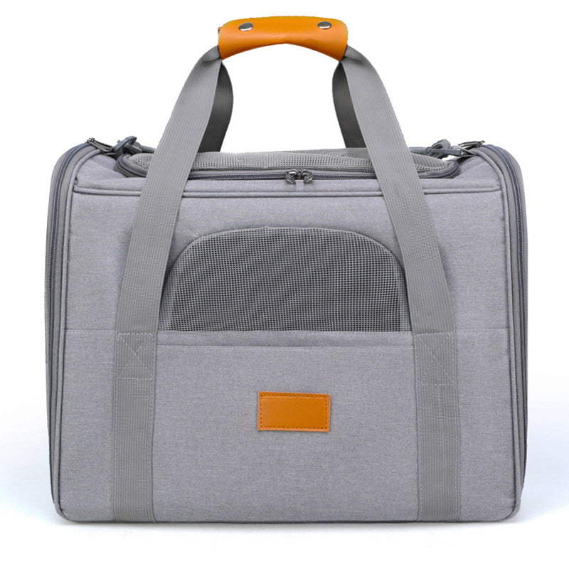 Grey Soft-Sided Foldable Pet Carrier with Plush Bedding - Fits Cats & Small Dogs Under 6kg