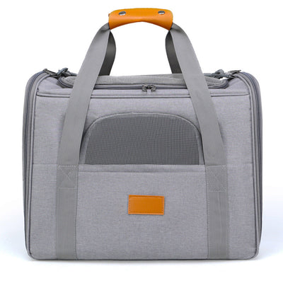 Grey Soft-Sided Foldable Pet Carrier with Plush Bedding - Fits Cats & Small Dogs Under 6kg