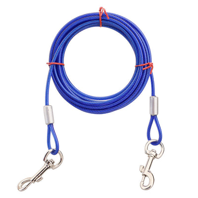 Heavy-Duty Steel Wire - Dual Swivel Head - Tie-Out Cable Leash (5mm x 5m - 16ft)