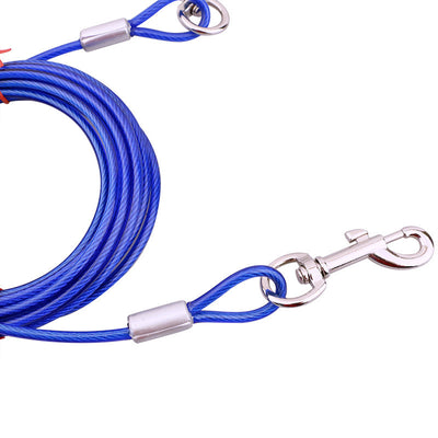 Heavy-Duty Steel Wire - Dual Swivel Head - Tie-Out Cable Leash (5mm x 5m - 16ft)