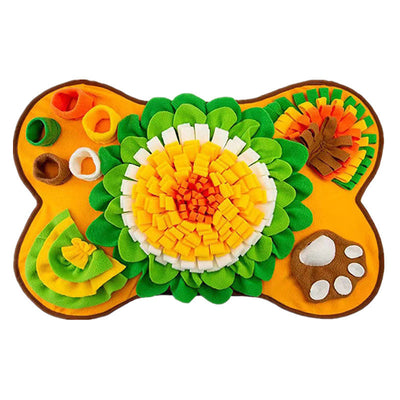 Cute Bone Shaped Snuffle Mat for Dogs - Slow Feeder & Foraging Puzzle Toy - Great for Anxiety Relief & Mental Stimulation (Yellow)