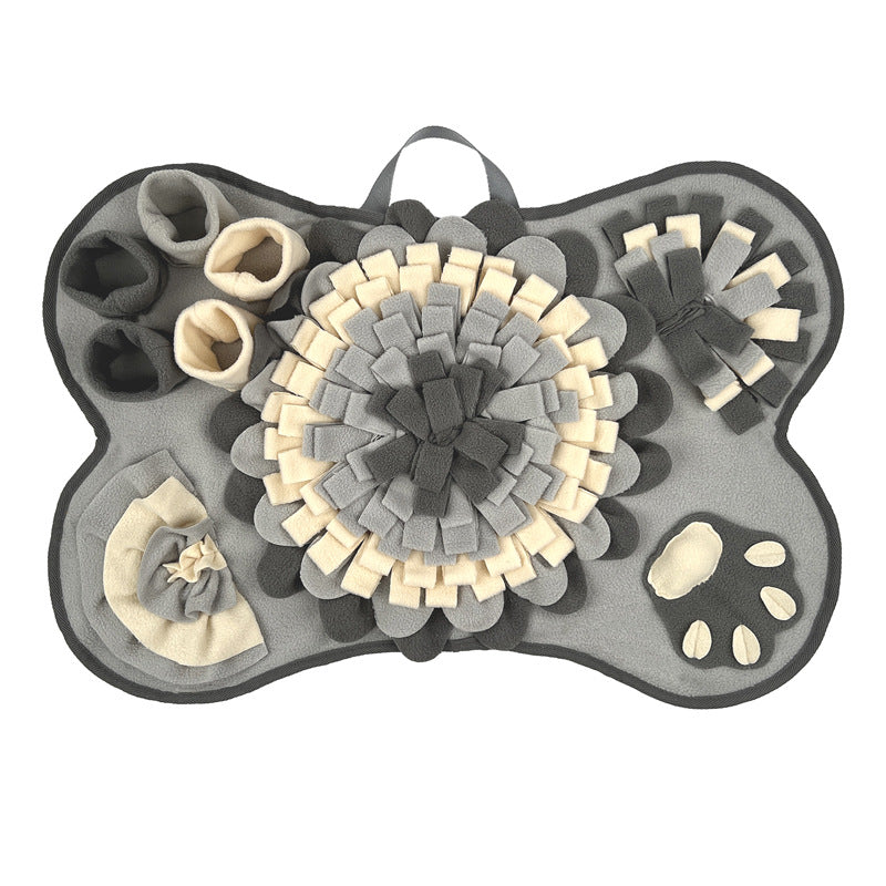 Cute Bone Shaped Snuffle Mat for Dogs - Slow Feeder & Foraging Puzzle Toy - Great for Anxiety Relief & Mental Stimulation (Grey)