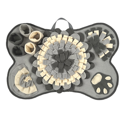 Cute Bone Shaped Snuffle Mat for Dogs - Slow Feeder & Foraging Puzzle Toy - Great for Anxiety Relief & Mental Stimulation (Grey)